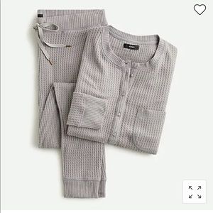 J. Crew Super cozy waffle Henley pajama set in Heather Pepper
